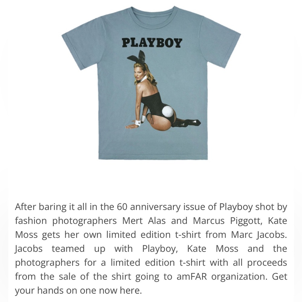 Marc Jacobs x Playboy amfAR Kate Moss Tee, size Medium - Picture 5 of 6